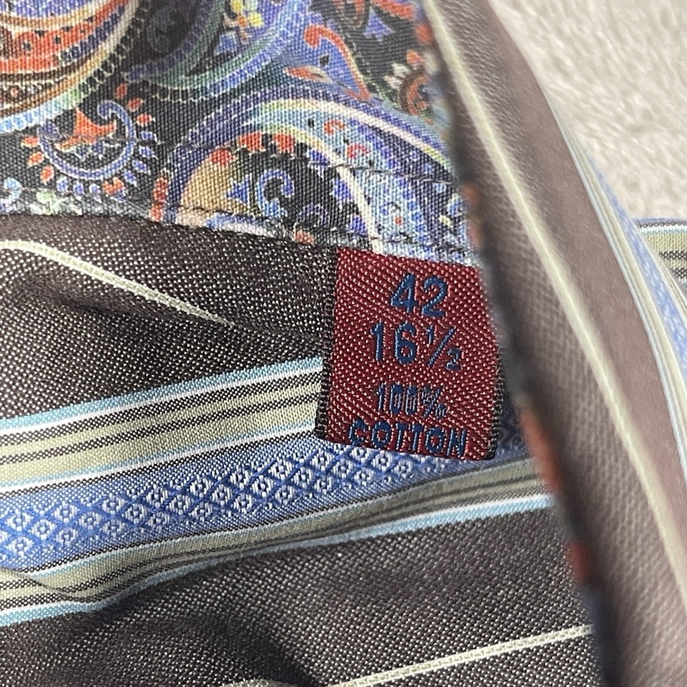 Robert Graham Flip Cuff‎ Button Up Long Sleeve Shirt Men's 16.5 42 Blue Striped - Picture 3 of 6